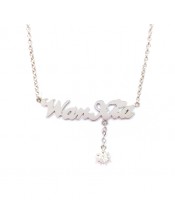 Personalized Name Necklace with Dangling Diamond